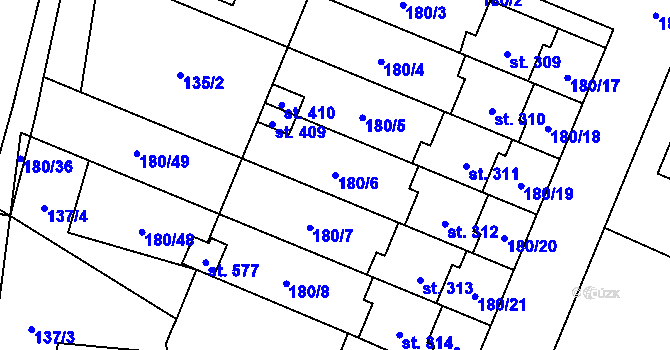 Parcela st. 180/6 v KÚ Břilice, Katastrální mapa