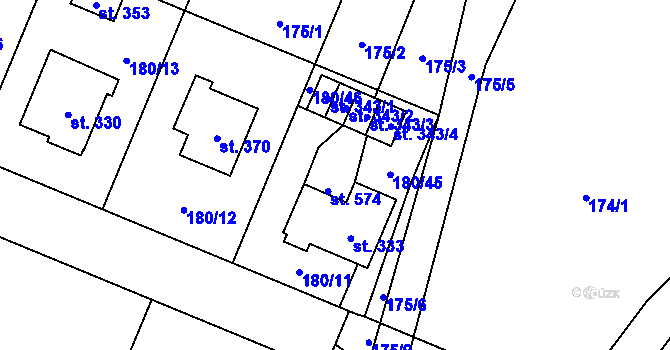 Parcela st. 180/44 v KÚ Břilice, Katastrální mapa