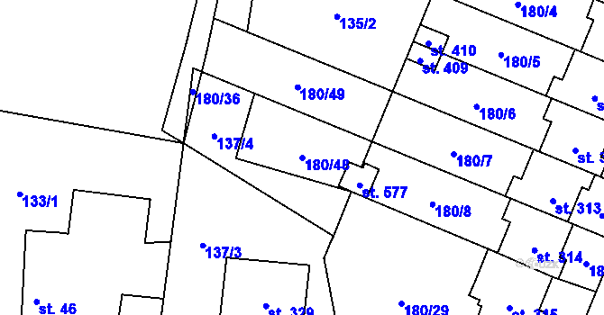 Parcela st. 180/48 v KÚ Břilice, Katastrální mapa