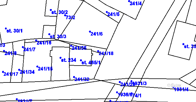 Parcela st. 241/18 v KÚ Břilice, Katastrální mapa