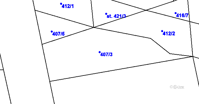 Parcela st. 407/3 v KÚ Břilice, Katastrální mapa