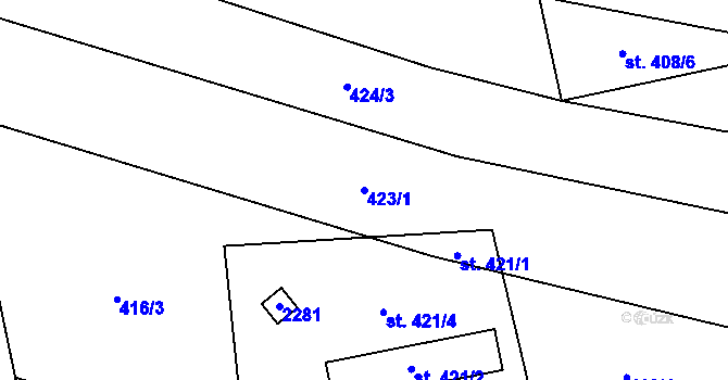 Parcela st. 423/1 v KÚ Břilice, Katastrální mapa