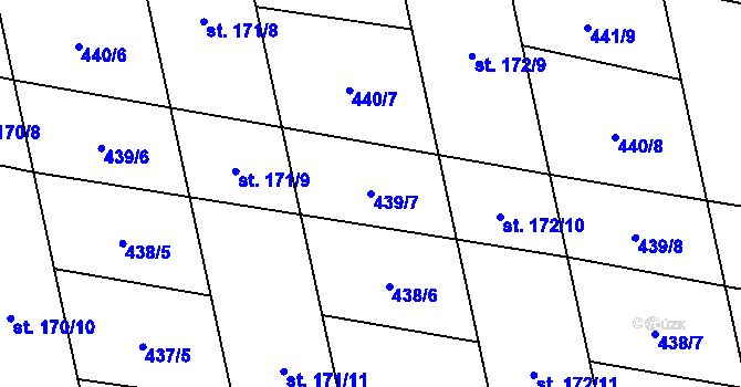 Parcela st. 439/7 v KÚ Břilice, Katastrální mapa
