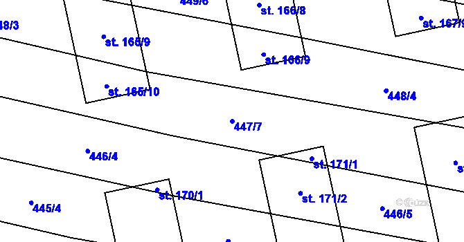 Parcela st. 447/7 v KÚ Břilice, Katastrální mapa
