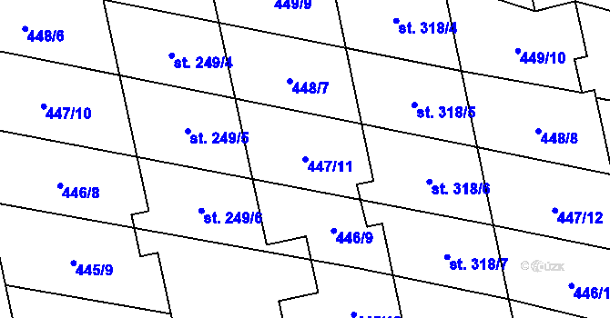 Parcela st. 447/11 v KÚ Břilice, Katastrální mapa