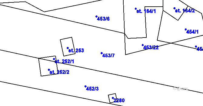 Parcela st. 453/7 v KÚ Břilice, Katastrální mapa