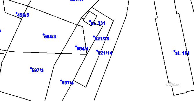 Parcela st. 521/14 v KÚ Břilice, Katastrální mapa