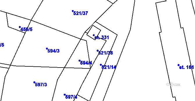 Parcela st. 521/38 v KÚ Břilice, Katastrální mapa