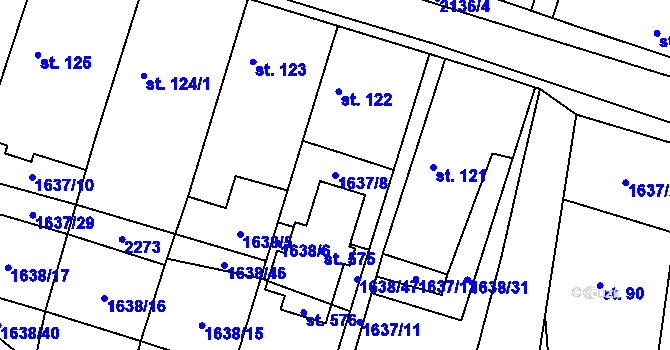 Parcela st. 1637/8 v KÚ Břilice, Katastrální mapa