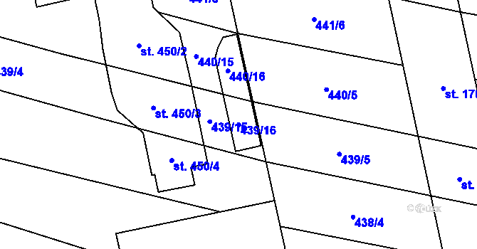 Parcela st. 439/16 v KÚ Břilice, Katastrální mapa