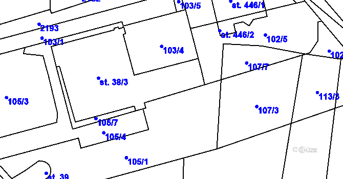 Parcela st. 105/5 v KÚ Břilice, Katastrální mapa