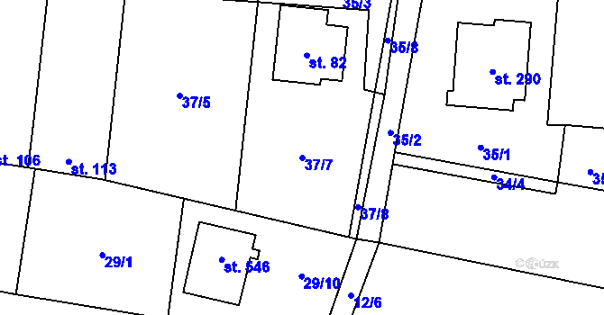 Parcela st. 37/7 v KÚ Břilice, Katastrální mapa