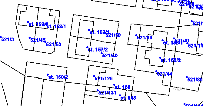 Parcela st. 521/40 v KÚ Břilice, Katastrální mapa
