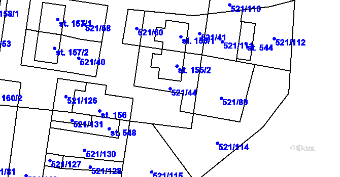 Parcela st. 521/44 v KÚ Břilice, Katastrální mapa