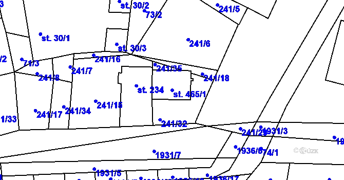 Parcela st. 465/1 v KÚ Břilice, Katastrální mapa