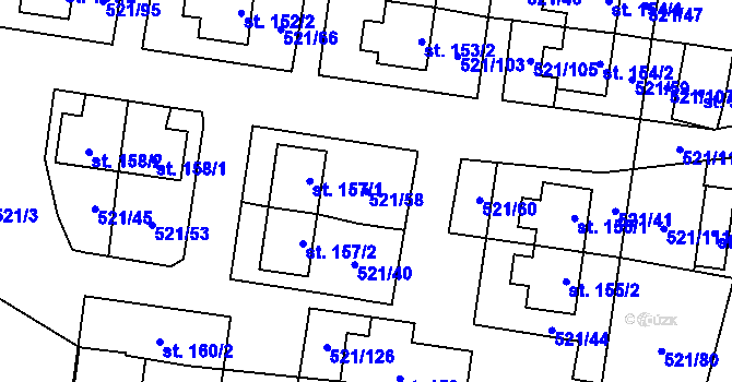Parcela st. 521/58 v KÚ Břilice, Katastrální mapa