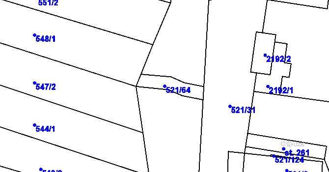 Parcela st. 521/64 v KÚ Břilice, Katastrální mapa