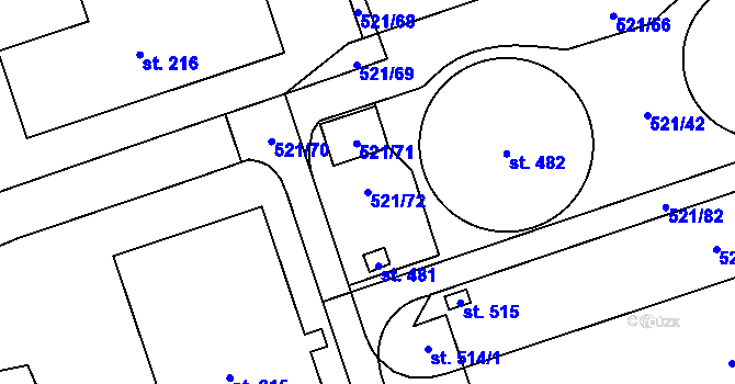 Parcela st. 521/72 v KÚ Břilice, Katastrální mapa