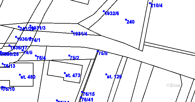 Parcela st. 75/5 v KÚ Břilice, Katastrální mapa