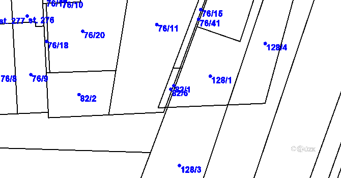 Parcela st. 82/6 v KÚ Břilice, Katastrální mapa