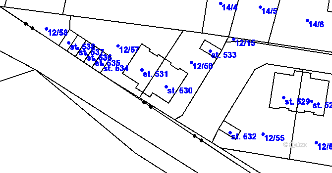 Parcela st. 530 v KÚ Břilice, Katastrální mapa