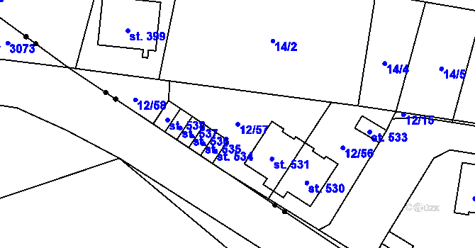 Parcela st. 12/57 v KÚ Břilice, Katastrální mapa
