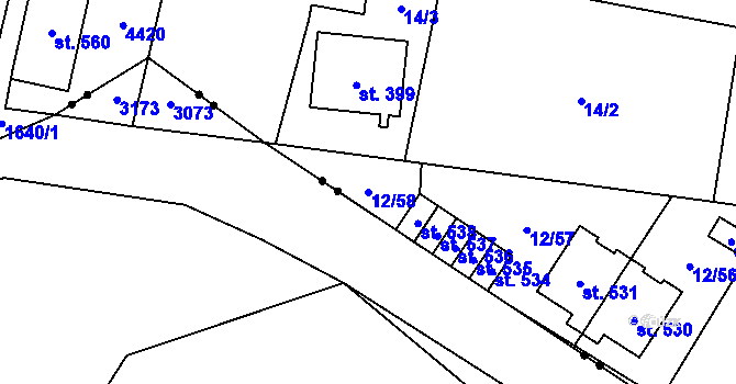 Parcela st. 12/58 v KÚ Břilice, Katastrální mapa