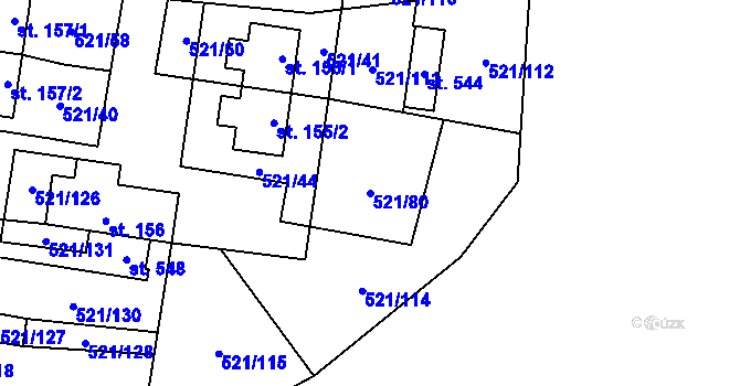 Parcela st. 521/80 v KÚ Břilice, Katastrální mapa