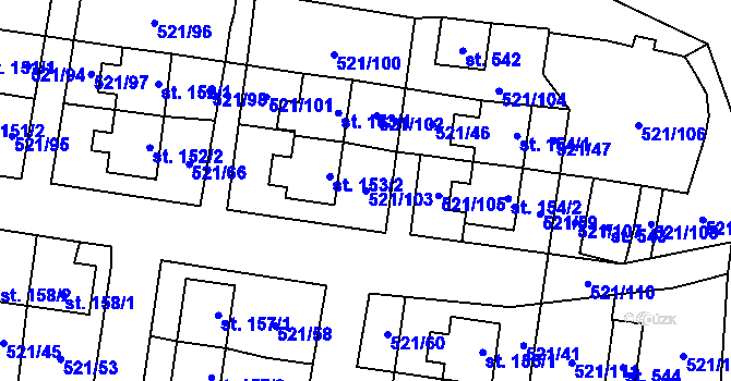 Parcela st. 521/103 v KÚ Břilice, Katastrální mapa