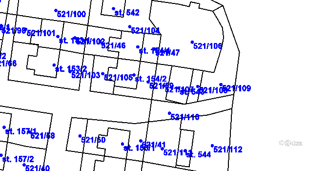 Parcela st. 521/107 v KÚ Břilice, Katastrální mapa