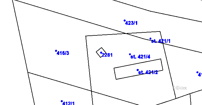 Parcela st. 2281 v KÚ Břilice, Katastrální mapa
