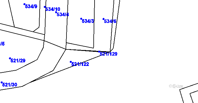 Parcela st. 521/129 v KÚ Břilice, Katastrální mapa