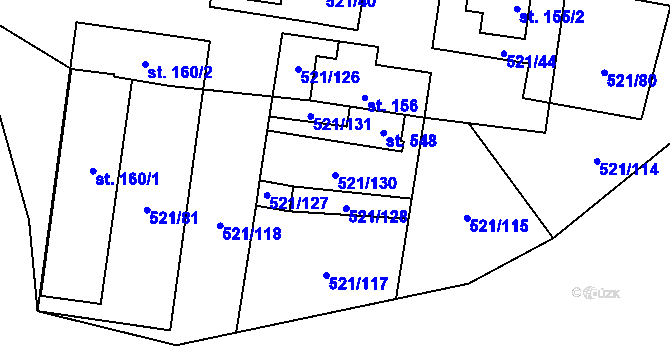 Parcela st. 521/130 v KÚ Břilice, Katastrální mapa