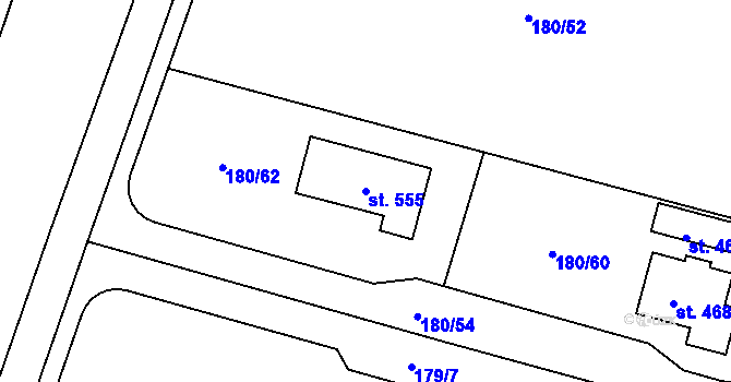 Parcela st. 555 v KÚ Břilice, Katastrální mapa