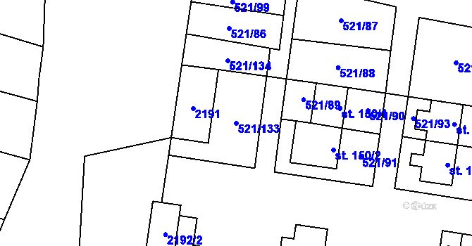 Parcela st. 521/133 v KÚ Břilice, Katastrální mapa