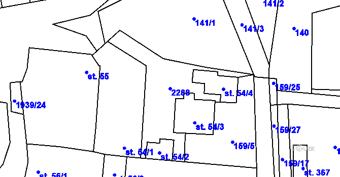 Parcela st. 2288 v KÚ Břilice, Katastrální mapa