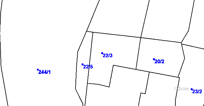 Parcela st. 22/3 v KÚ Bříství, Katastrální mapa