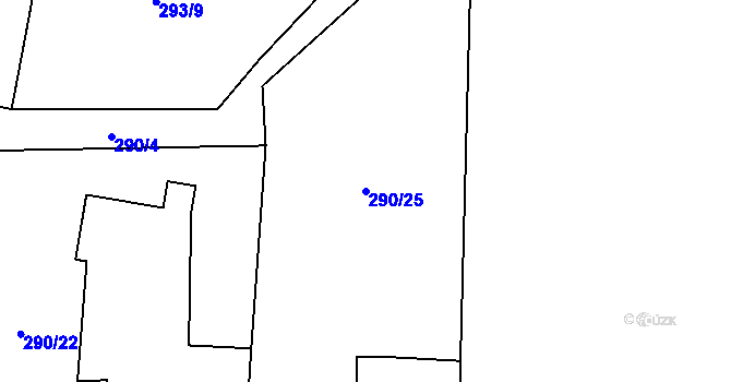 Parcela st. 290/25 v KÚ Bříšťany, Katastrální mapa