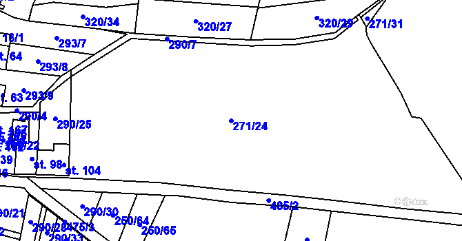 Parcela st. 271/24 v KÚ Bříšťany, Katastrální mapa