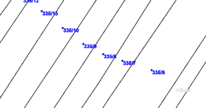 Parcela st. 335/8 v KÚ Bříšťany, Katastrální mapa