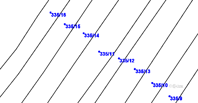 Parcela st. 335/11 v KÚ Bříšťany, Katastrální mapa