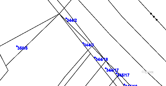 Parcela st. 344/3 v KÚ Bříšťany, Katastrální mapa