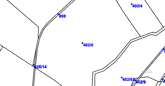 Parcela st. 402/5 v KÚ Bříšťany, Katastrální mapa
