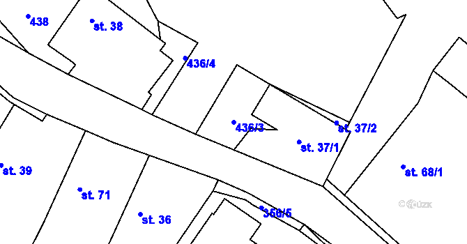 Parcela st. 436/3 v KÚ Petrovičky u Hořic, Katastrální mapa