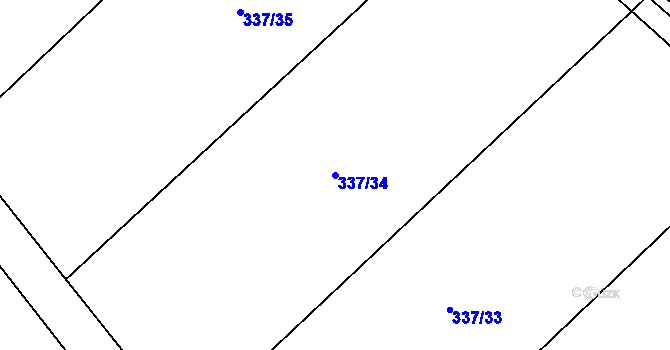 Parcela st. 337/34 v KÚ Petrovičky u Hořic, Katastrální mapa