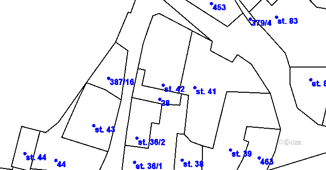 Parcela st. 42 v KÚ Bříza, Katastrální mapa