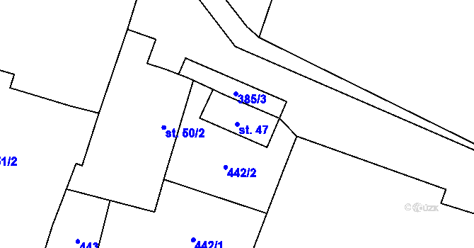Parcela st. 47 v KÚ Bříza, Katastrální mapa