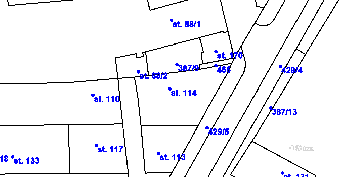Parcela st. 114 v KÚ Bříza, Katastrální mapa