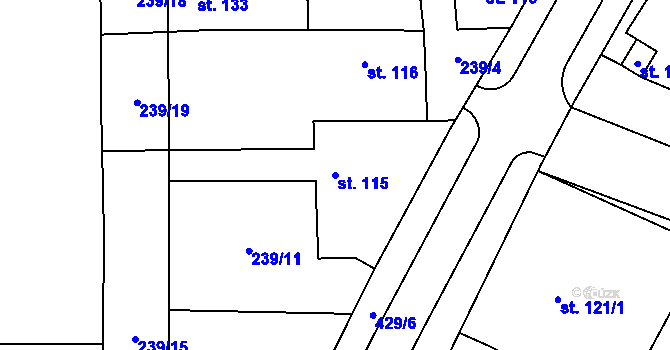 Parcela st. 115 v KÚ Bříza, Katastrální mapa