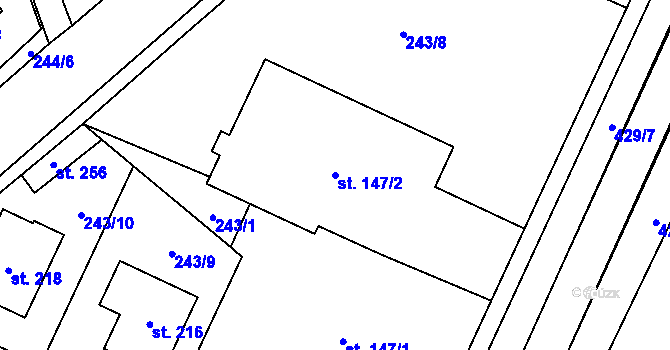 Parcela st. 147/2 v KÚ Bříza, Katastrální mapa